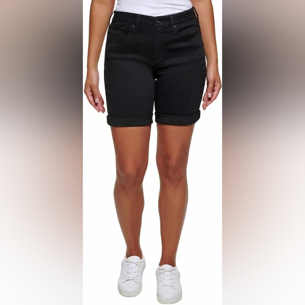 DKNY Jeans Black Stretch Cuff Bermuda Shorts - Size 12 - EUC